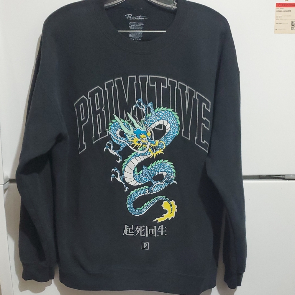 Primitive Black Dragon Graphic Sweater Size L